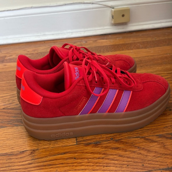 Adidas Women's VL Court Bold Platform Casual Sneakers Red Size 7.5 - Picture 1 of 15